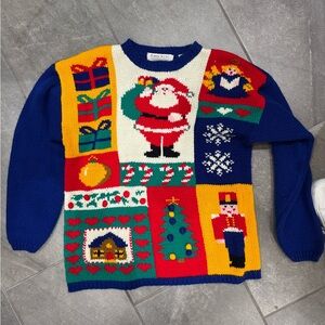 Karen Scott Festive Multicolor Crewneck Sweater